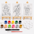 Bala Deities DIY Painting Kit  | 3 Pre-Marked Canvas Art Set (Ganesh, Krishna & Hanuman)