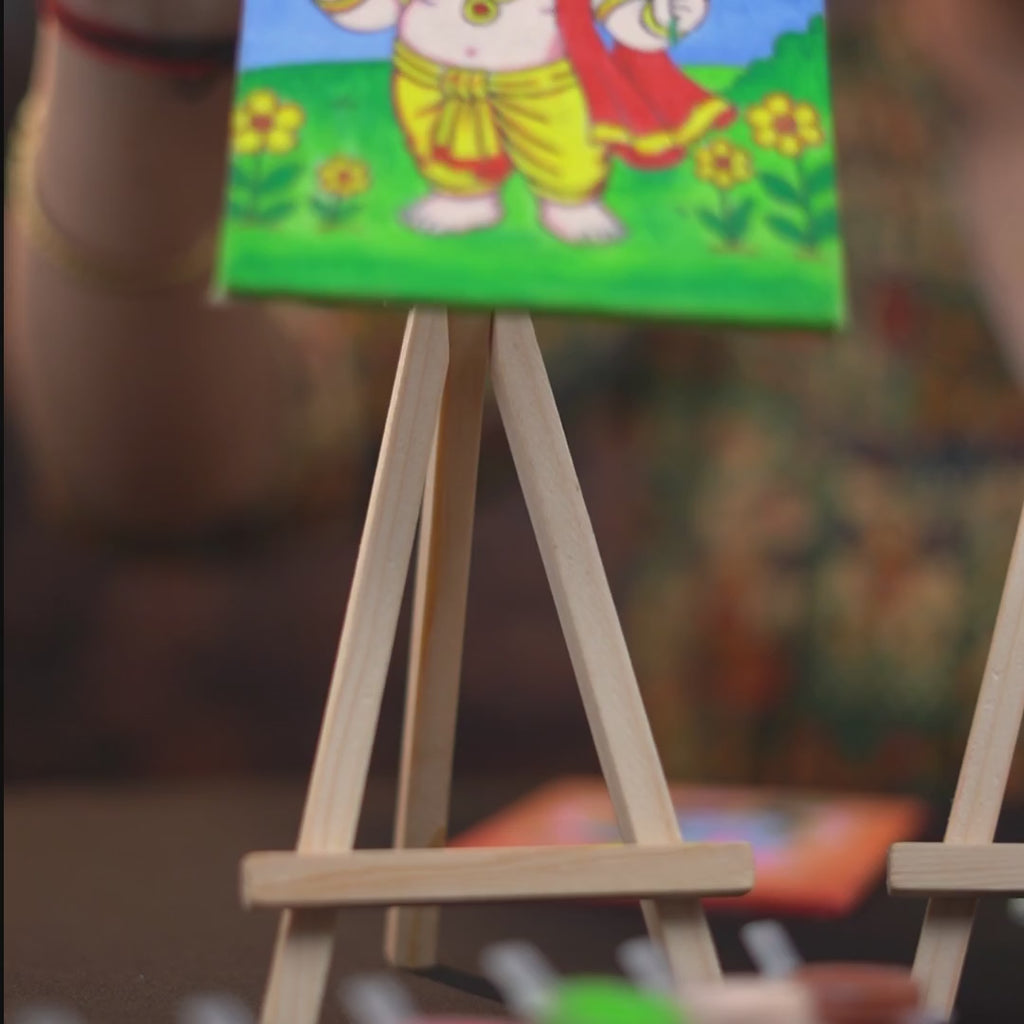 Bala Deities DIY Painting Kit  | 3 Pre-Marked Canvas Art Set (Ganesh, Krishna & Hanuman)